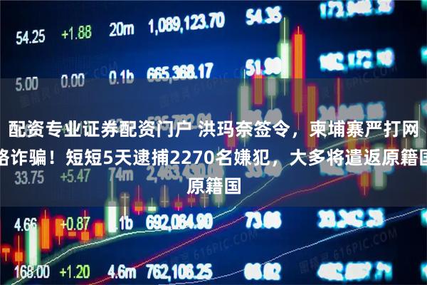 配资专业证券配资门户 洪玛奈签令，柬埔寨严打网络诈骗！短短5天逮捕2270名嫌犯，大多将遣返原籍国